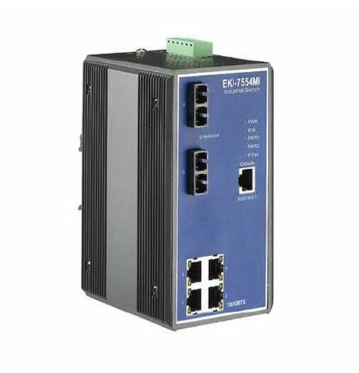 EKI-7554SI 4+2 SC-Type  Single-mode Industrie Fiber Optic Ethernet Switch, -40.....75C