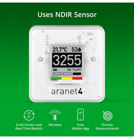 Aranet4 HOME, CO2, Feuchte, Temperatur, Luftdruck Funkdatenlogger/Sensor/CO2 Ampel